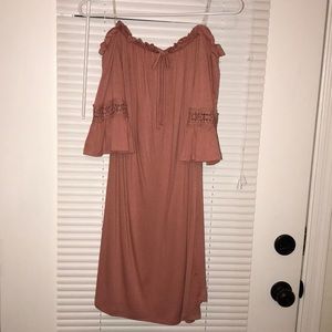 Off the shoulder light pink summer dress